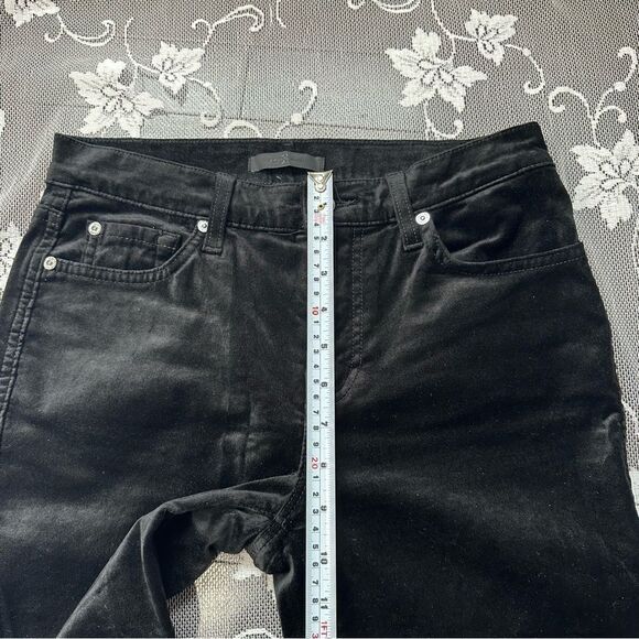 7 For All Mankind Eddie  Straight Crop Black Velvet Jean - Picture 12 of 13